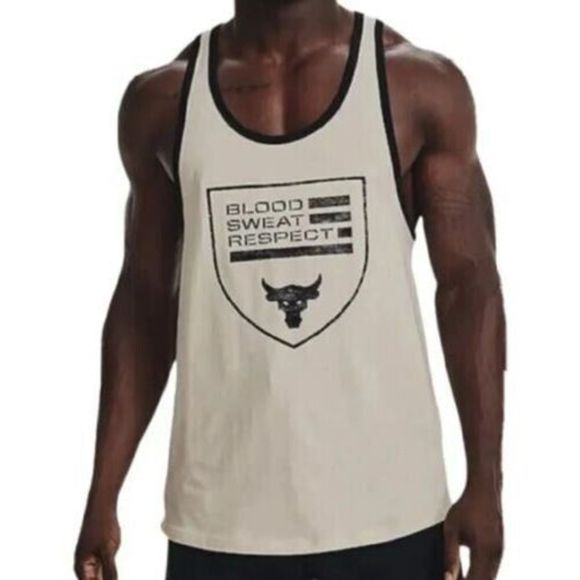 Under Armour 1370487 279 Men's Sz XL Beige Project Rock "BSR" Flag Tank Top - Picture 10 of 10